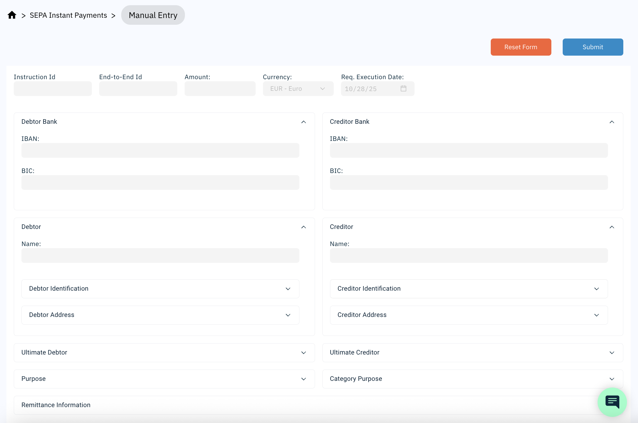 ImPAI manual payment entry screen